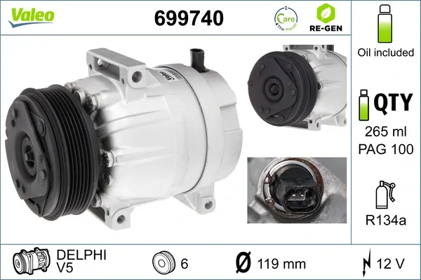 Компрессор кондиционера 699740 VALEO
