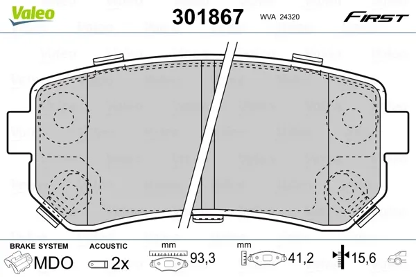 Задние тормозные колодки 301867 VALEO