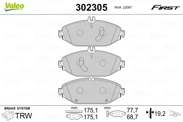 Передние тормозные колодки 302305 VALEO