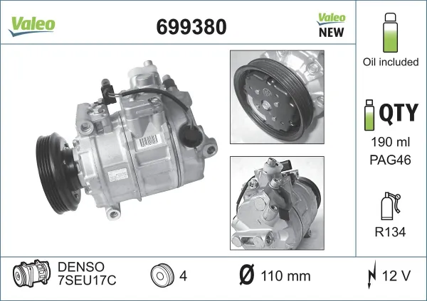 Компрессор кондиционера 699380 VALEO