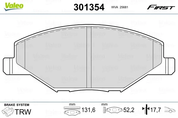 Передние тормозные колодки 301354 VALEO