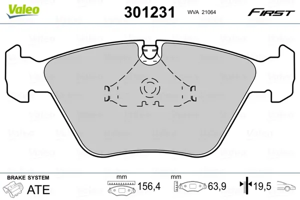 Передние тормозные колодки 301231 VALEO
