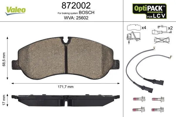 Передние тормозные колодки 872002 VALEO