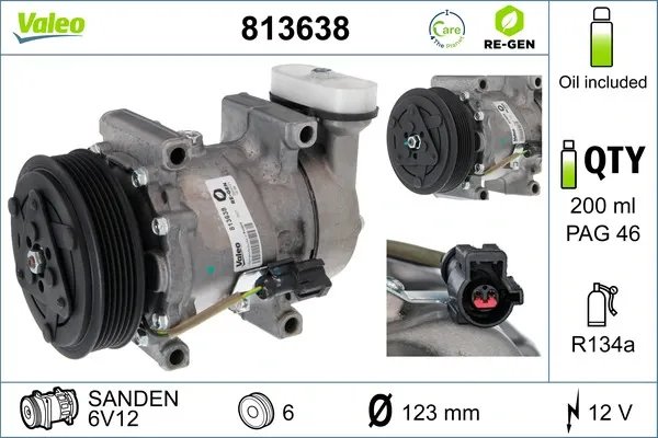Компрессор кондиционера 813638 VALEO