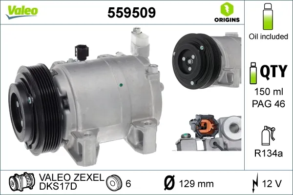 Компрессор кондиционера 559509 VALEO