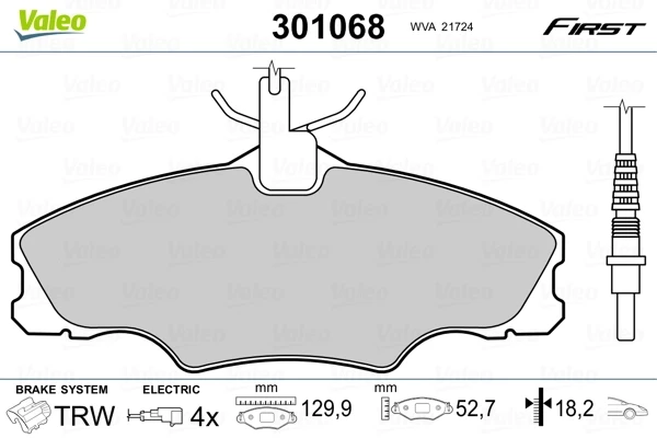 Передние тормозные колодки 301068 VALEO