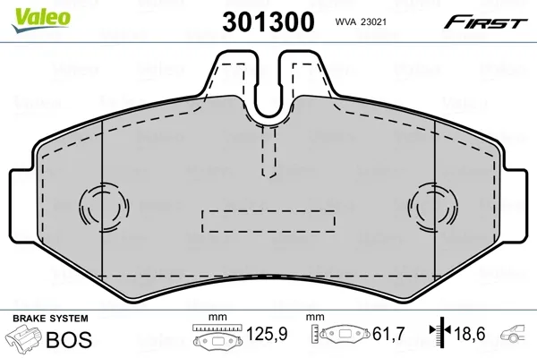 Задние тормозные колодки 301300 VALEO