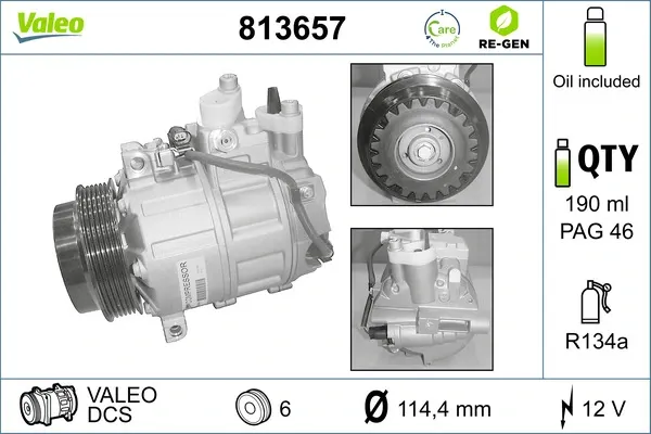 Компрессор кондиционера 813657 VALEO