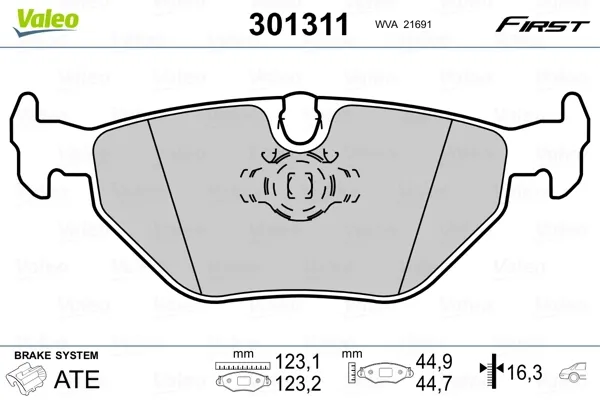 Задние тормозные колодки 301311 VALEO