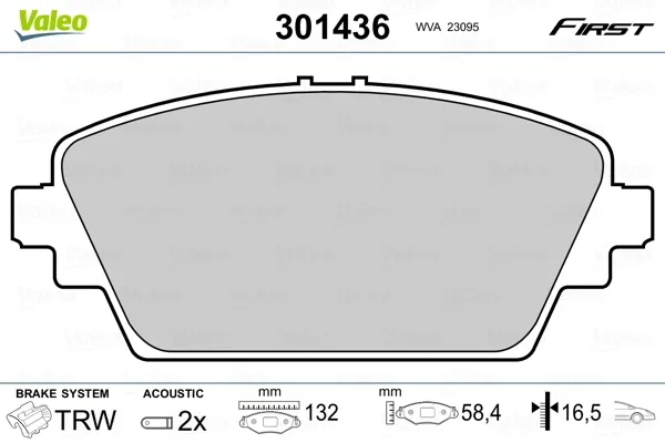 Передние тормозные колодки 301436 VALEO