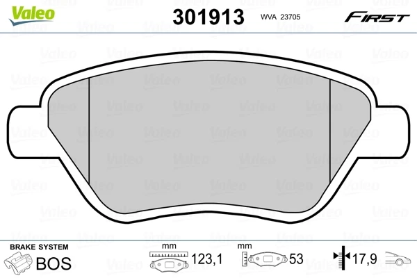 Передние тормозные колодки 301913 VALEO