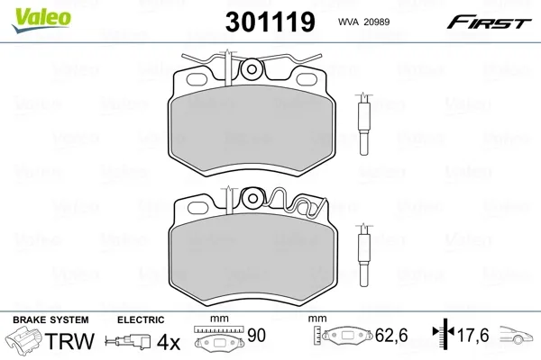 Передние тормозные колодки 95611498 Peugeot/Citroen