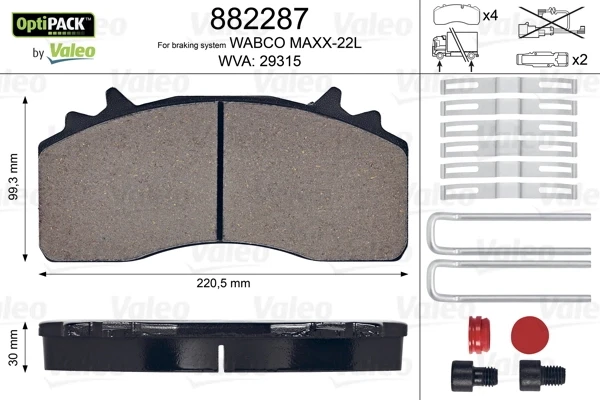 Передние тормозные колодки 6403229582 Wabco