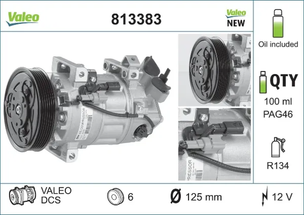 Компрессор кондиционера 813383 VALEO