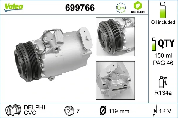 Компрессор кондиционера 699766 VALEO