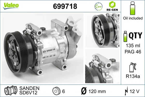 Компрессор кондиционера 699718 VALEO