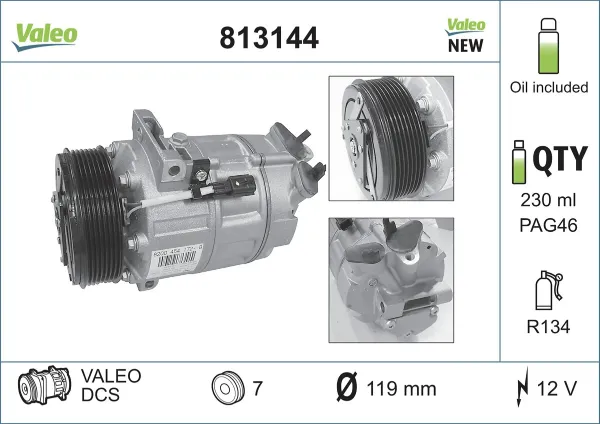 Компрессор кондиционера 813144 VALEO
