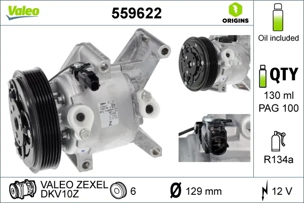 Компрессор кондиционера 559622 VALEO