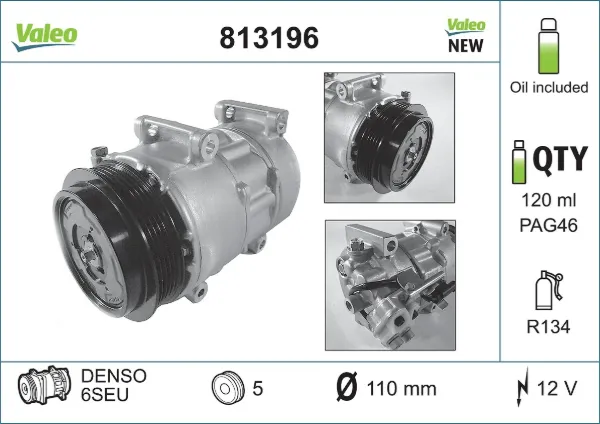 Компрессор кондиционера 813196 VALEO