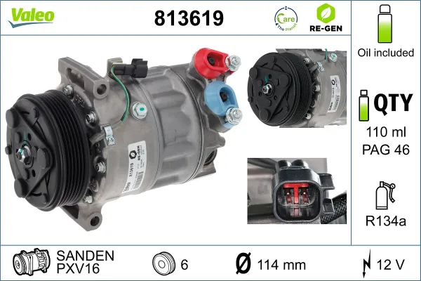 Компрессор кондиционера 813619 VALEO
