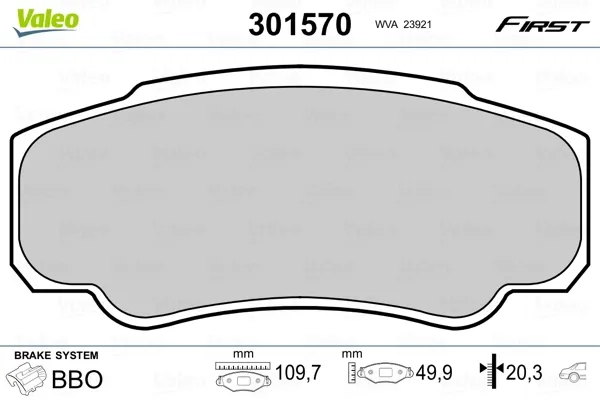 Задние тормозные колодки 301570 VALEO