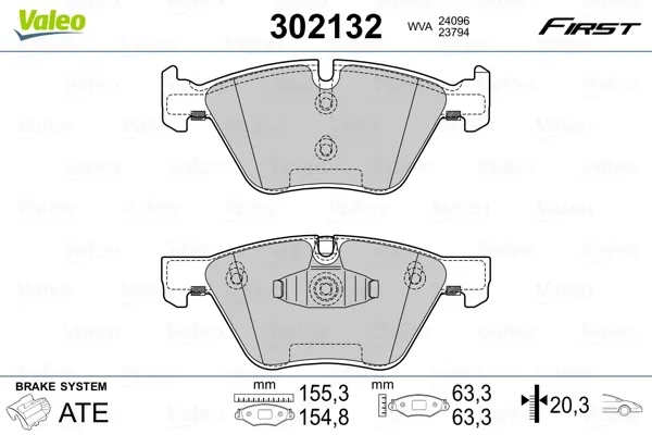 Передние тормозные колодки 302132 VALEO