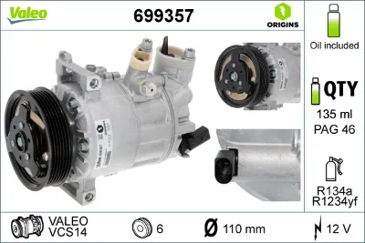 Компрессор кондиционера VALEO 699357