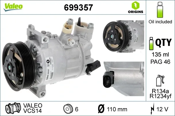 Компрессор кондиционера 699357 VALEO