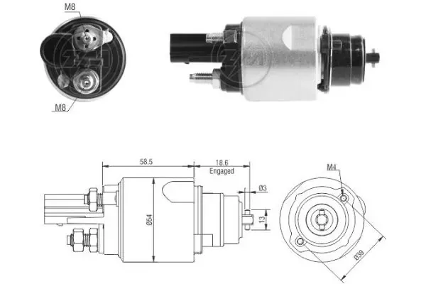 Втягивающее реле стартера ZM3498 ERA