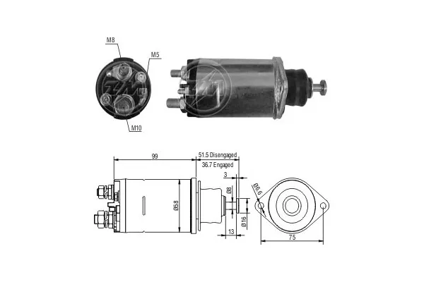 Втягивающее реле стартера ZM805 ERA