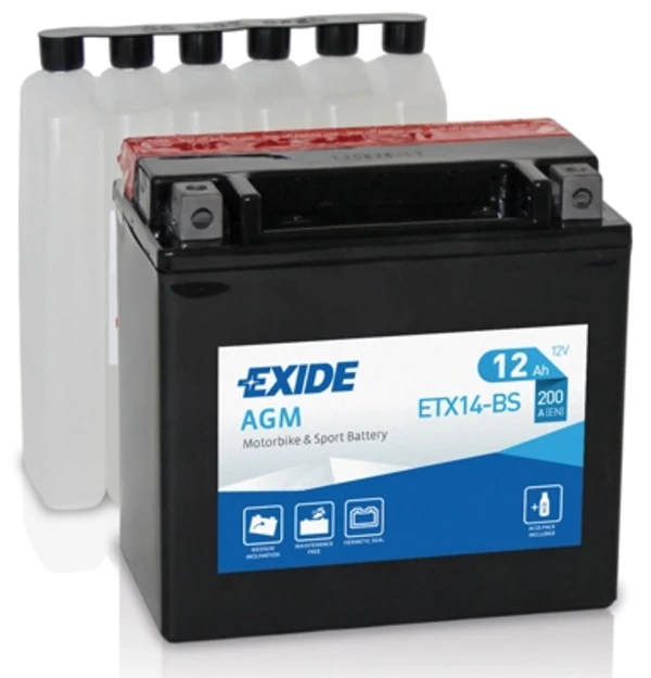 Авто аккумулятор Экзид 12 А/ч 12 В (ETX14BS)