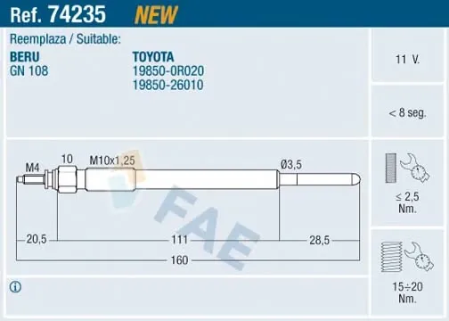 Свечи накала 74235 FAE
