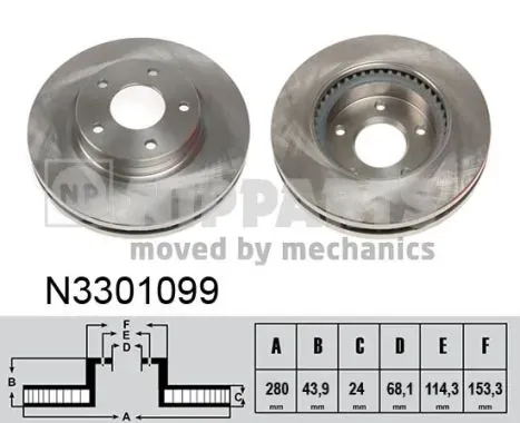Передние тормозные диски N3301099 Nipparts