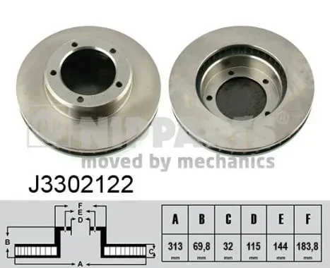 Передние тормозные диски J3302122 Nipparts