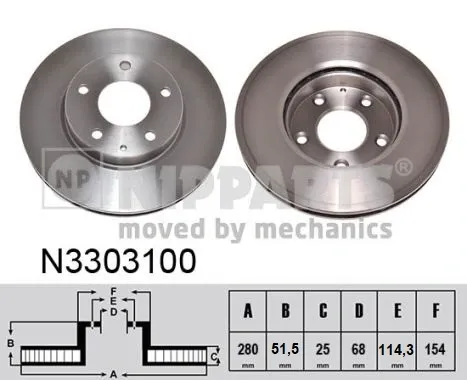 Передние тормозные диски N3303100 Nipparts