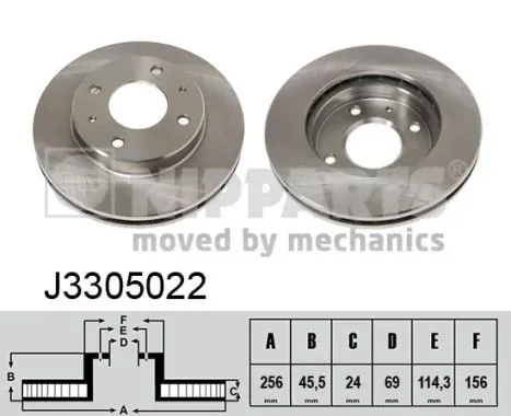 Передние тормозные диски J3305022 Nipparts