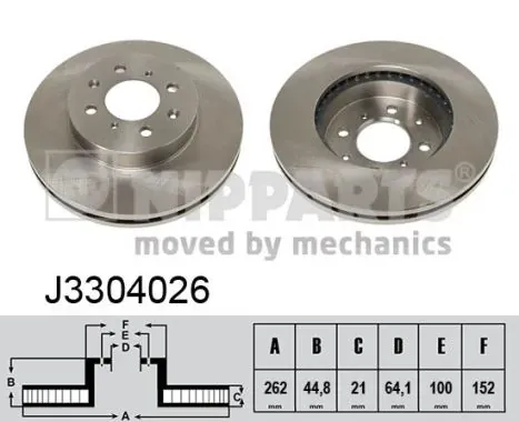 Передние тормозные диски J3304026 Nipparts