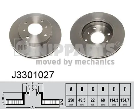 Передние тормозные диски J3301027 Nipparts