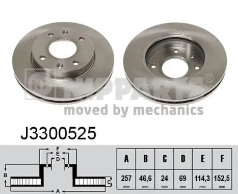 Передние тормозные диски J3300525 Nipparts