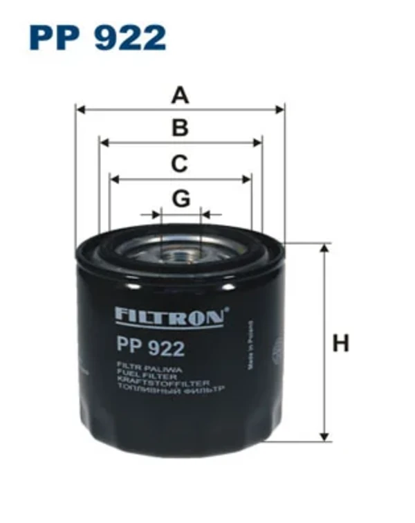 Топливный фильтр PP922 Filtron