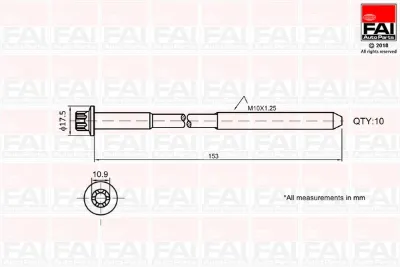Болт головки блока цилиндров (ГБЦ) FAI B701