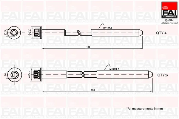 Болт ГБЦ B1625 FAI