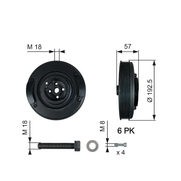 Шкив коленвала TVD1033A Gates