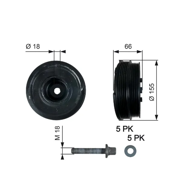 Шкив коленвала TVD1037A Gates