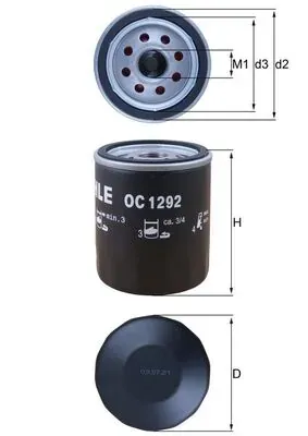 Масляный фильтр OC1292 Mahle Original
