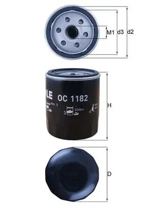 Масляный фильтр OC1182 Mahle Original