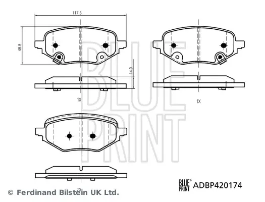 Задние тормозные колодки ADBP420174 Blue Print