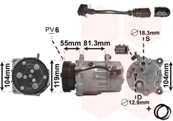 Компрессор кондиционера 0300K003 VAN Wezel