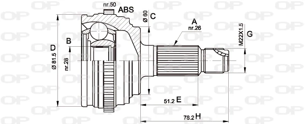 ШРУС наружный передний CVJ551010 Open Parts