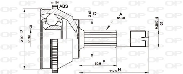 ШРУС наружный передний CVJ511810 Open Parts